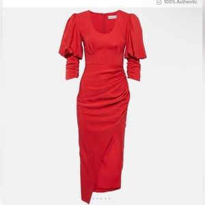 Self-Portrait | Dresses | Self Portrait Fuchsia Pleated Chiffon Midi Dress  | Poshmark